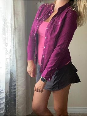Levi's Women's Button-Down Shirt in Plum Western Embroidery